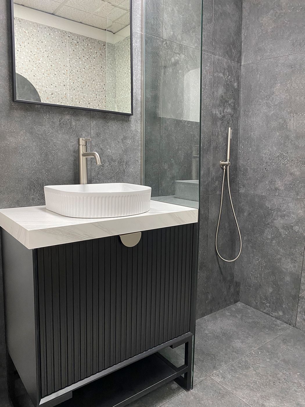 Otti Marlo Fluted Wall Hung Vanity | Matte Black