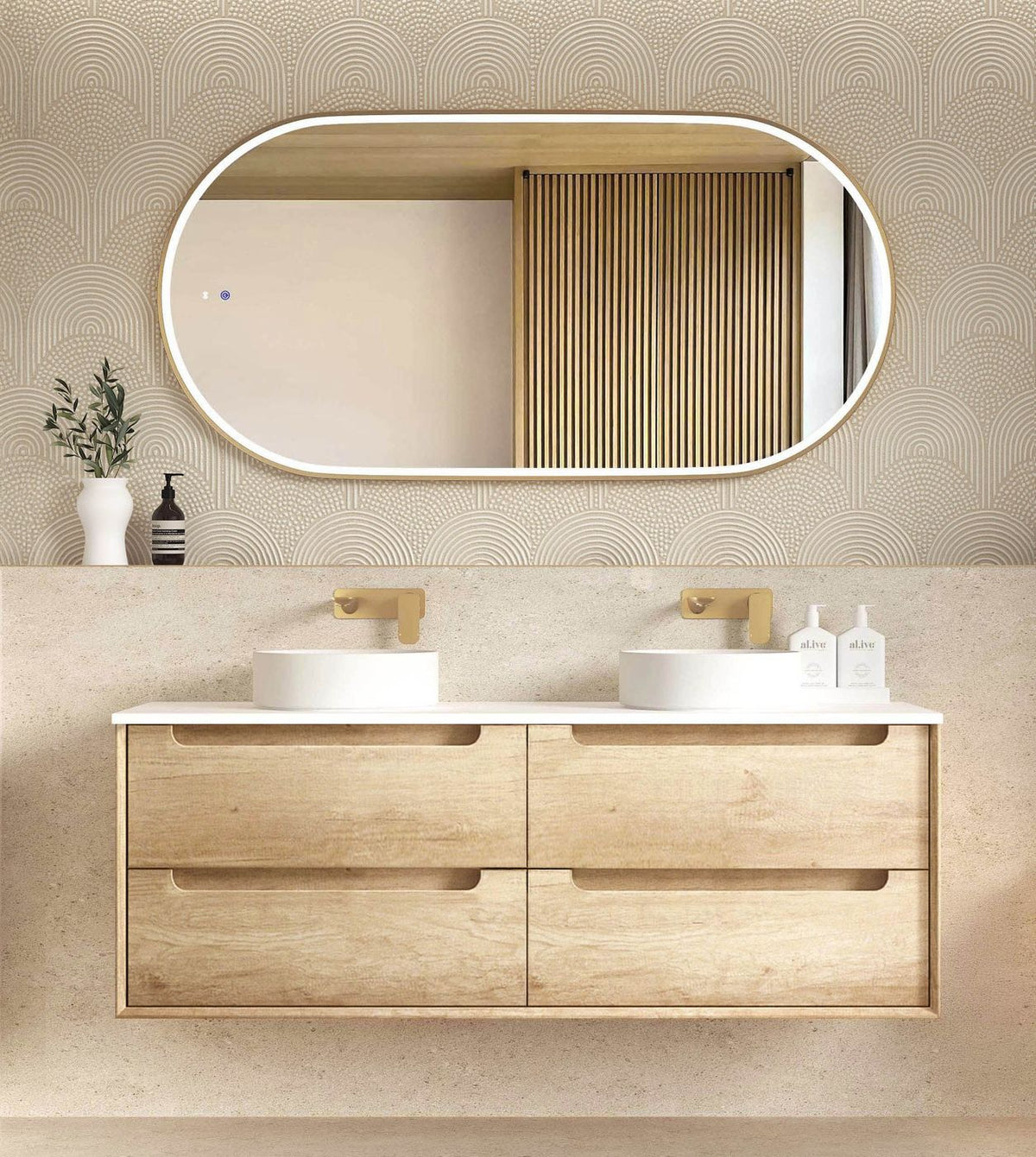Otti Byron Wall Hung Vanity | Natural Oak