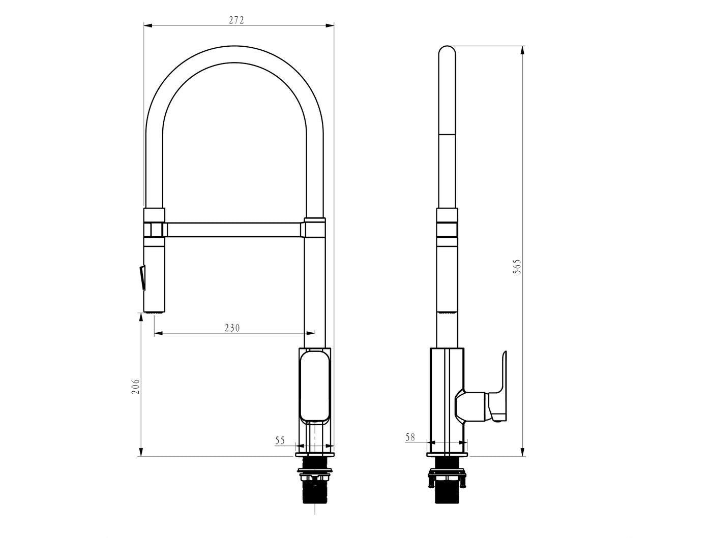 Otti Oskar Pull Out Kitchen Mixer — Chrome