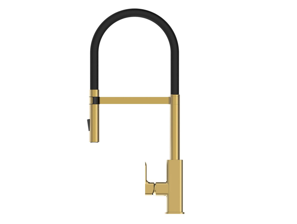 Otti Oskar Pull Out Kitchen Mixer — Brushed Gold