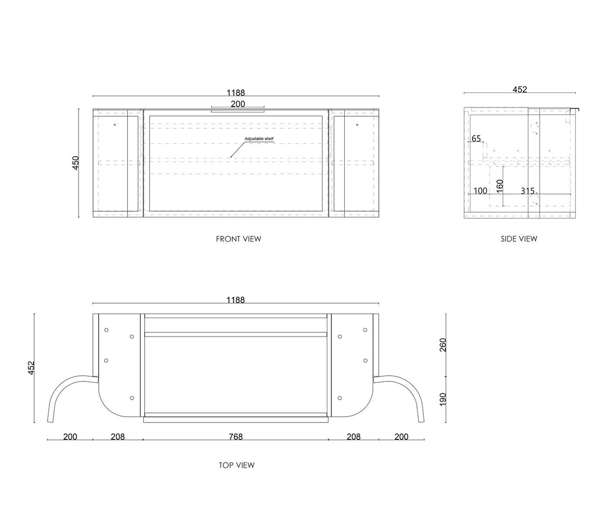 Otti Hampshire Wall Hung Curve Vanity | Satin White