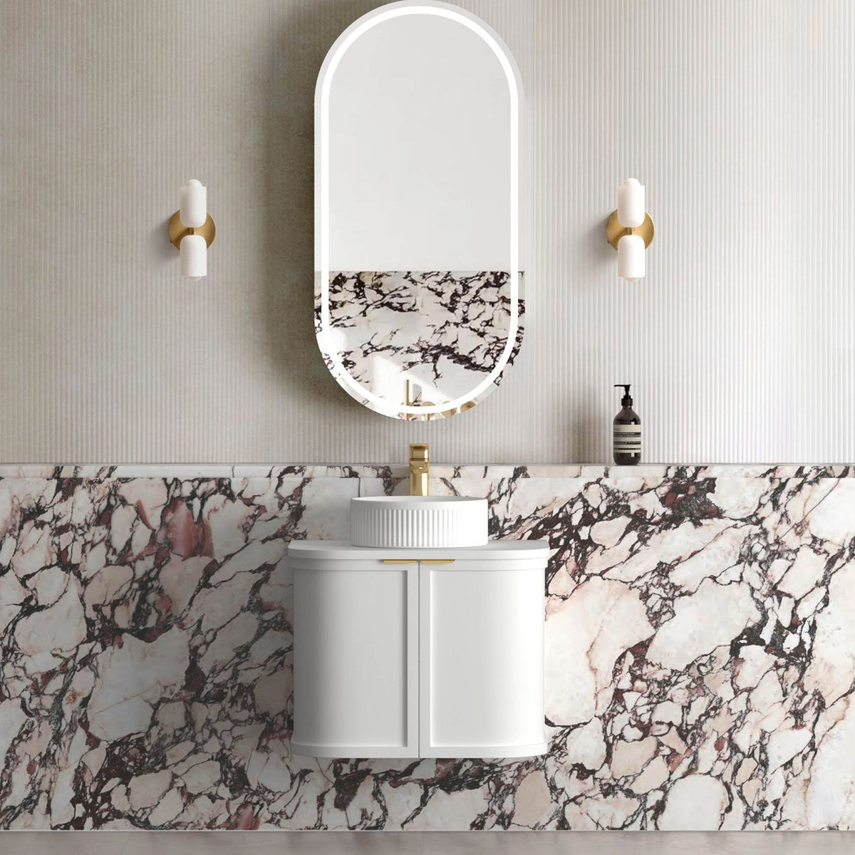 Otti Hampshire Wall Hung Curve Vanity | Satin White