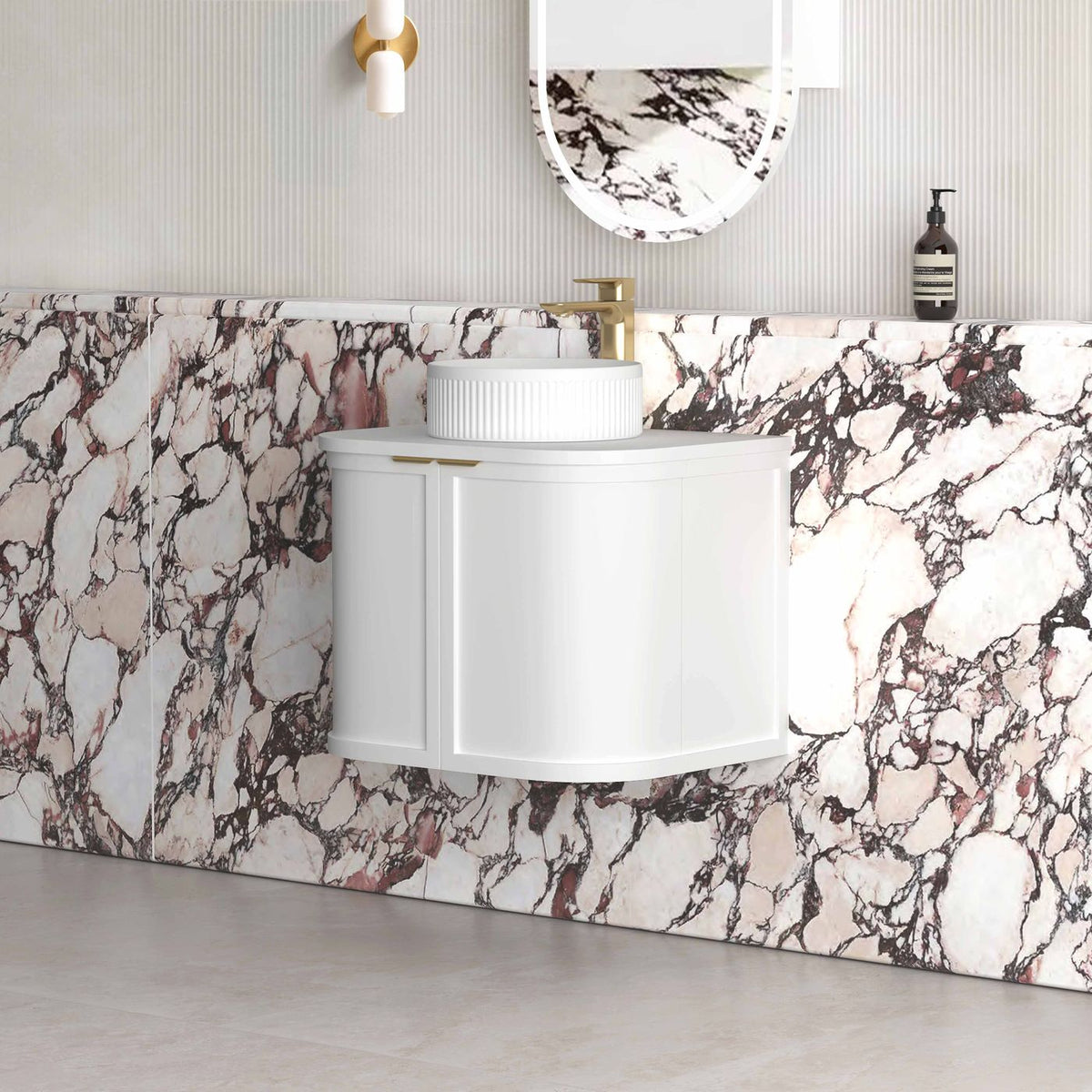 Otti Hampshire Wall Hung Curve Vanity | Satin White