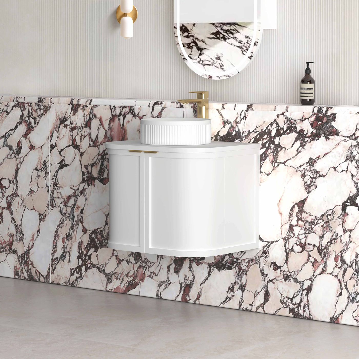 Otti Hampshire Wall Hung Curve Vanity | Satin White