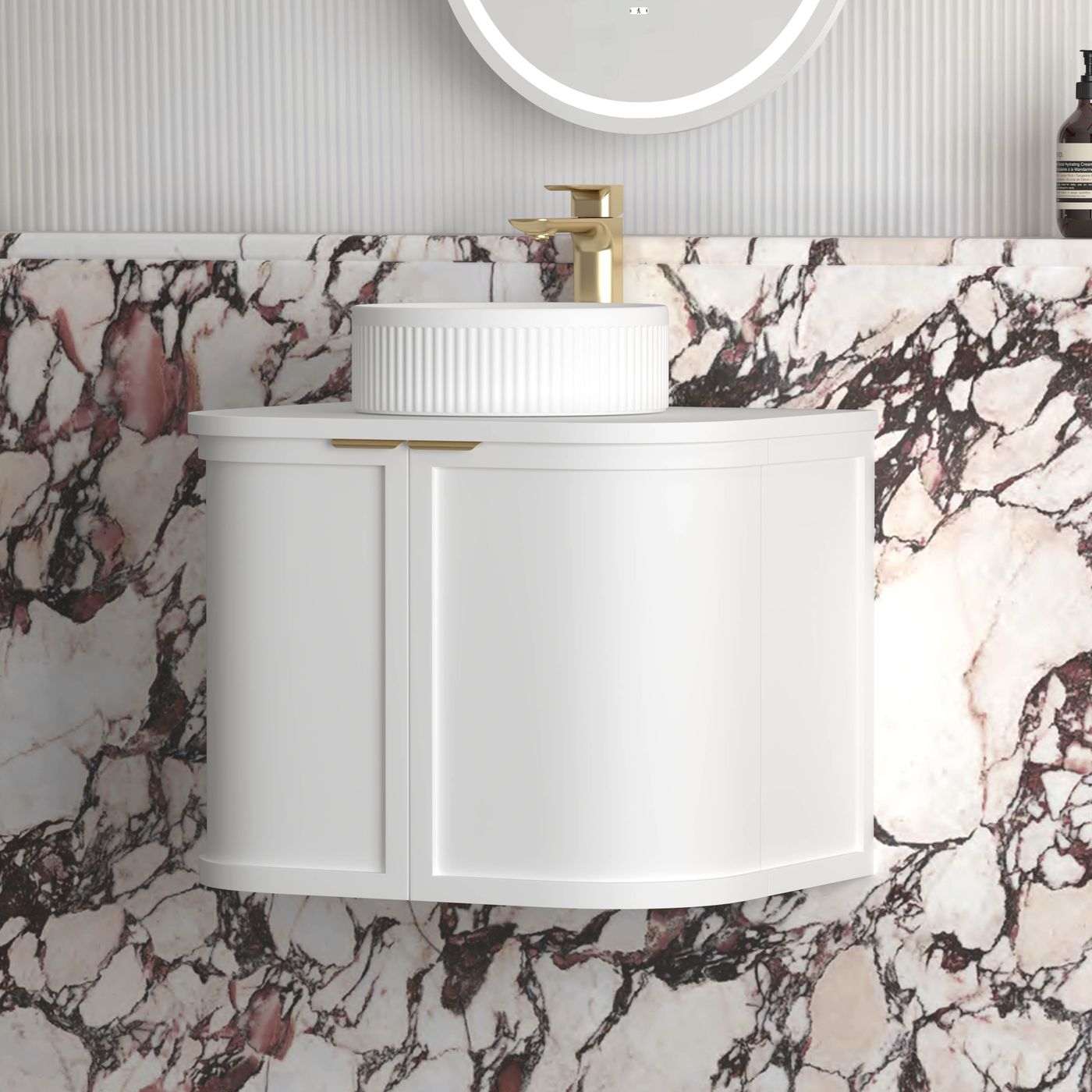 Otti Hampshire Wall Hung Curve Vanity | Satin White