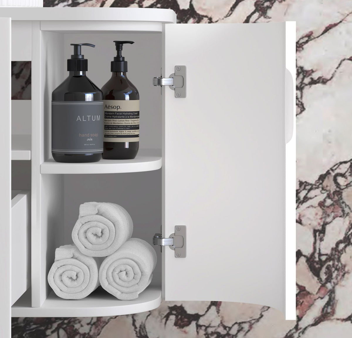 Otti Hampshire Wall Hung Curve Vanity | Satin White