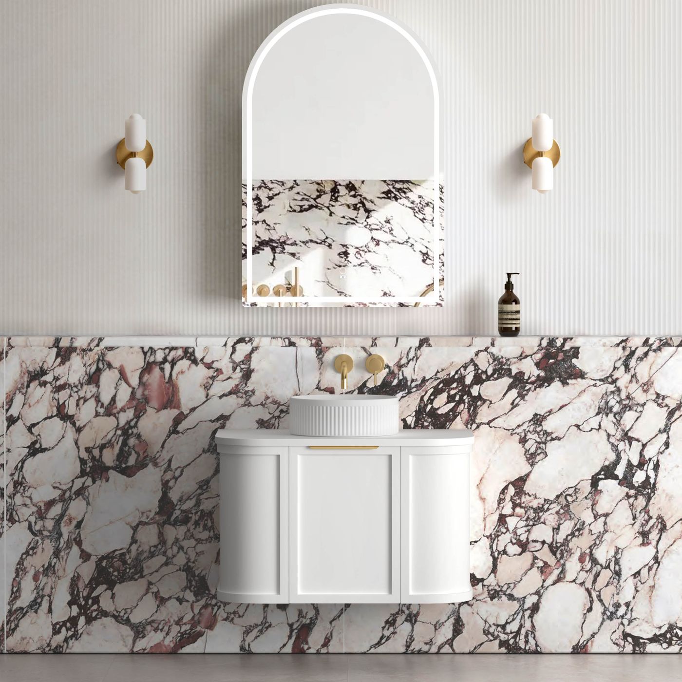 Otti Hampshire Wall Hung Curve Vanity | Satin White