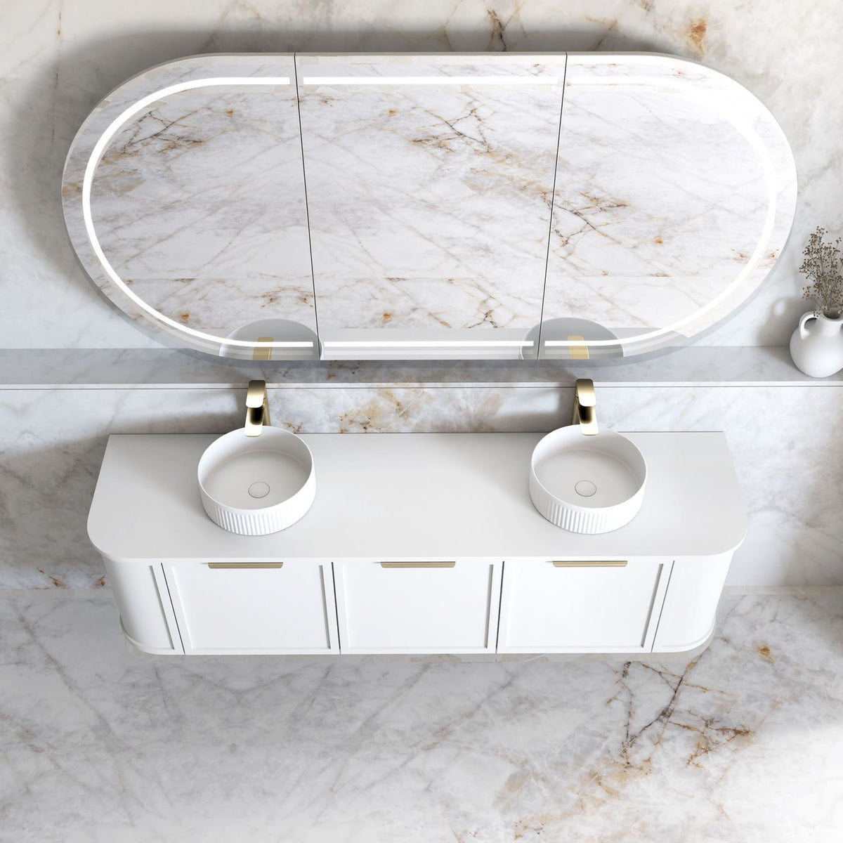 Otti Hampshire Wall Hung Curve Vanity | Satin White