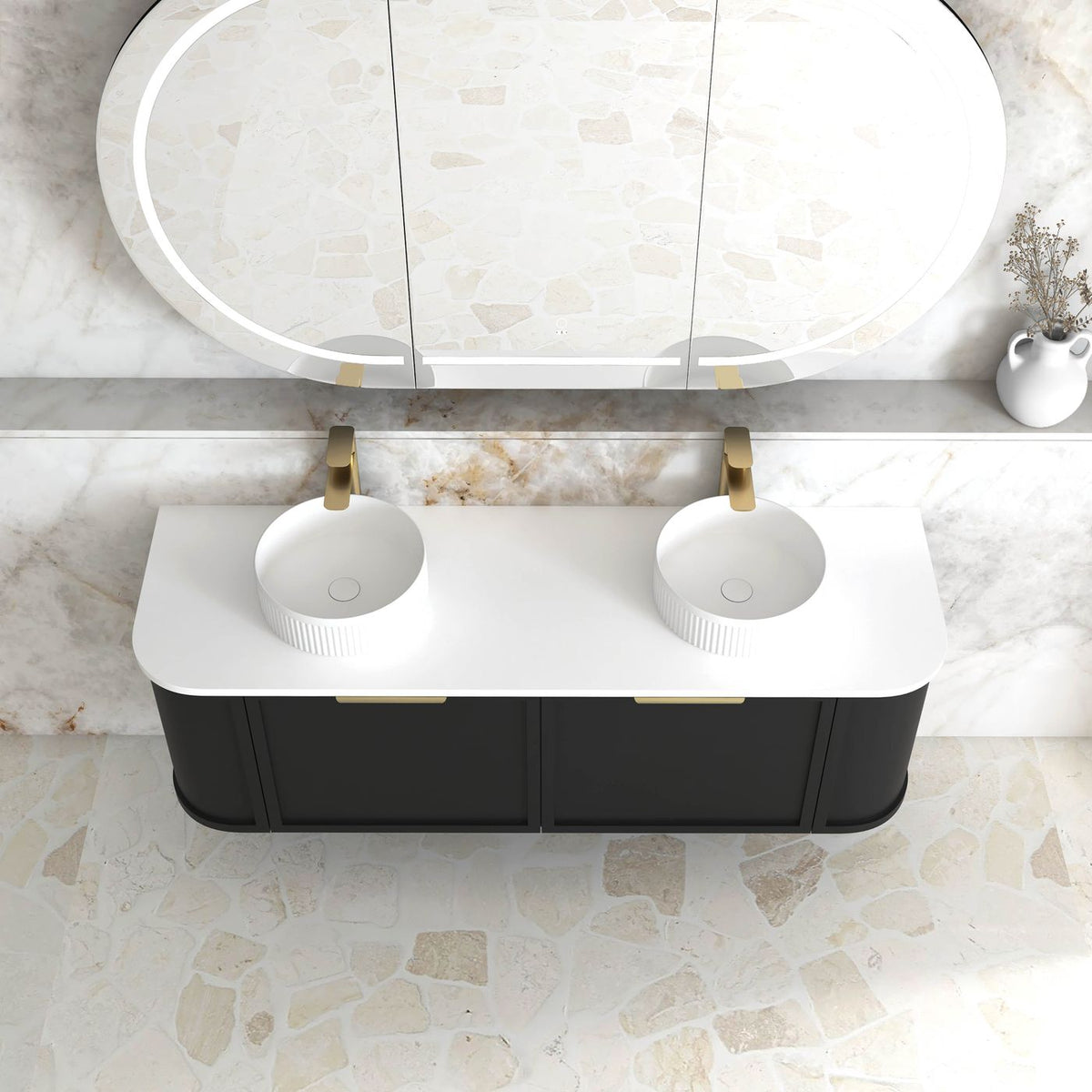 Otti Hampshire Wall Hung Curve Vanity | Satin Black
