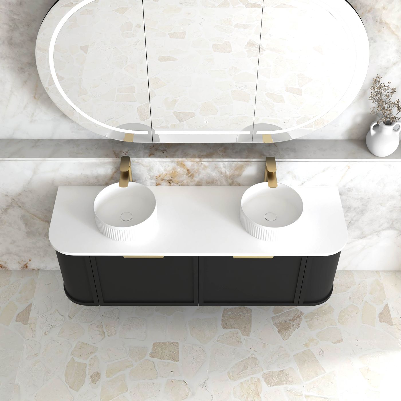 Otti Hampshire Wall Hung Curve Vanity | Satin Black
