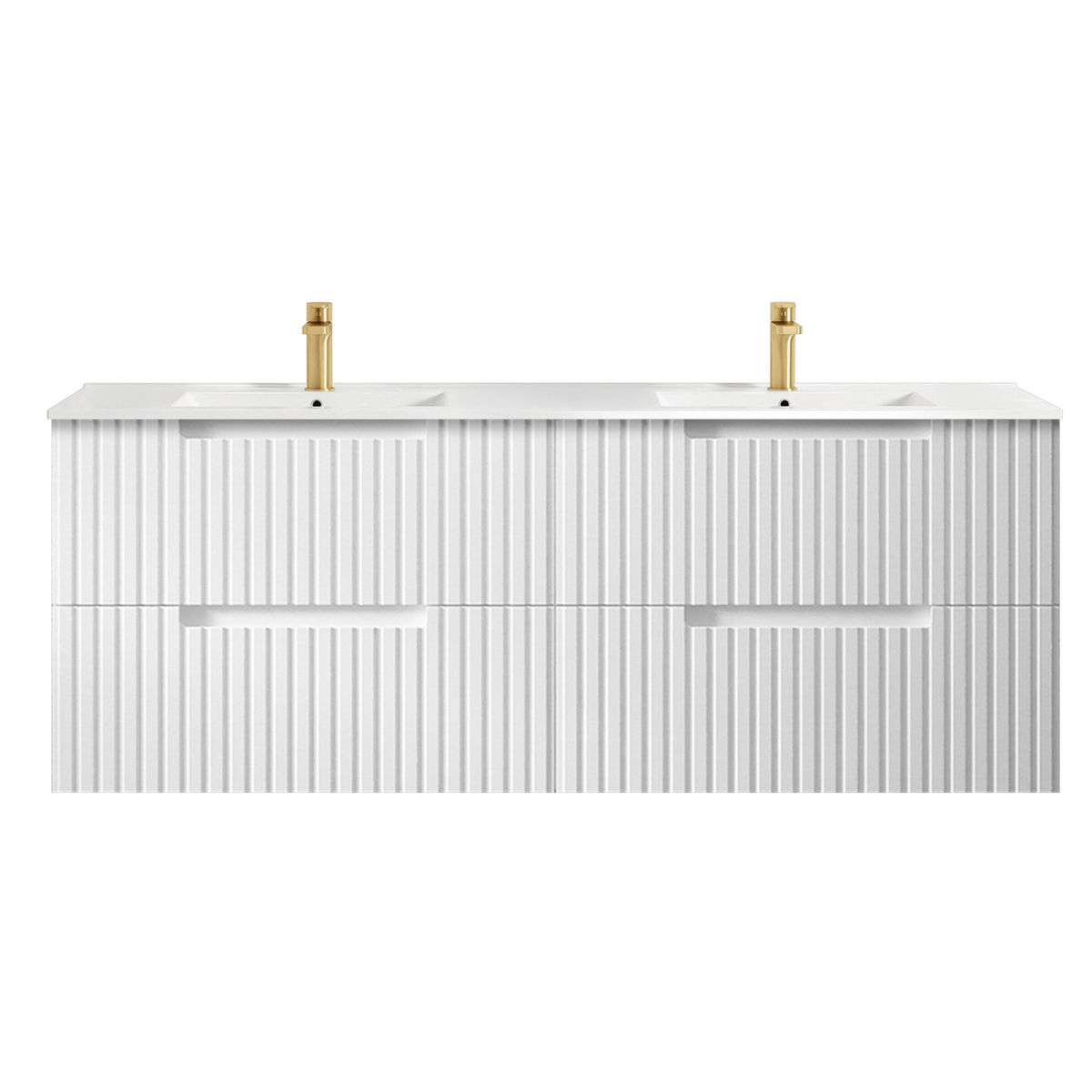 Otti Noosa Fluted Satin White Wall Hung Vanity 600 / 750 / 900 / 1200 / 1500 MM