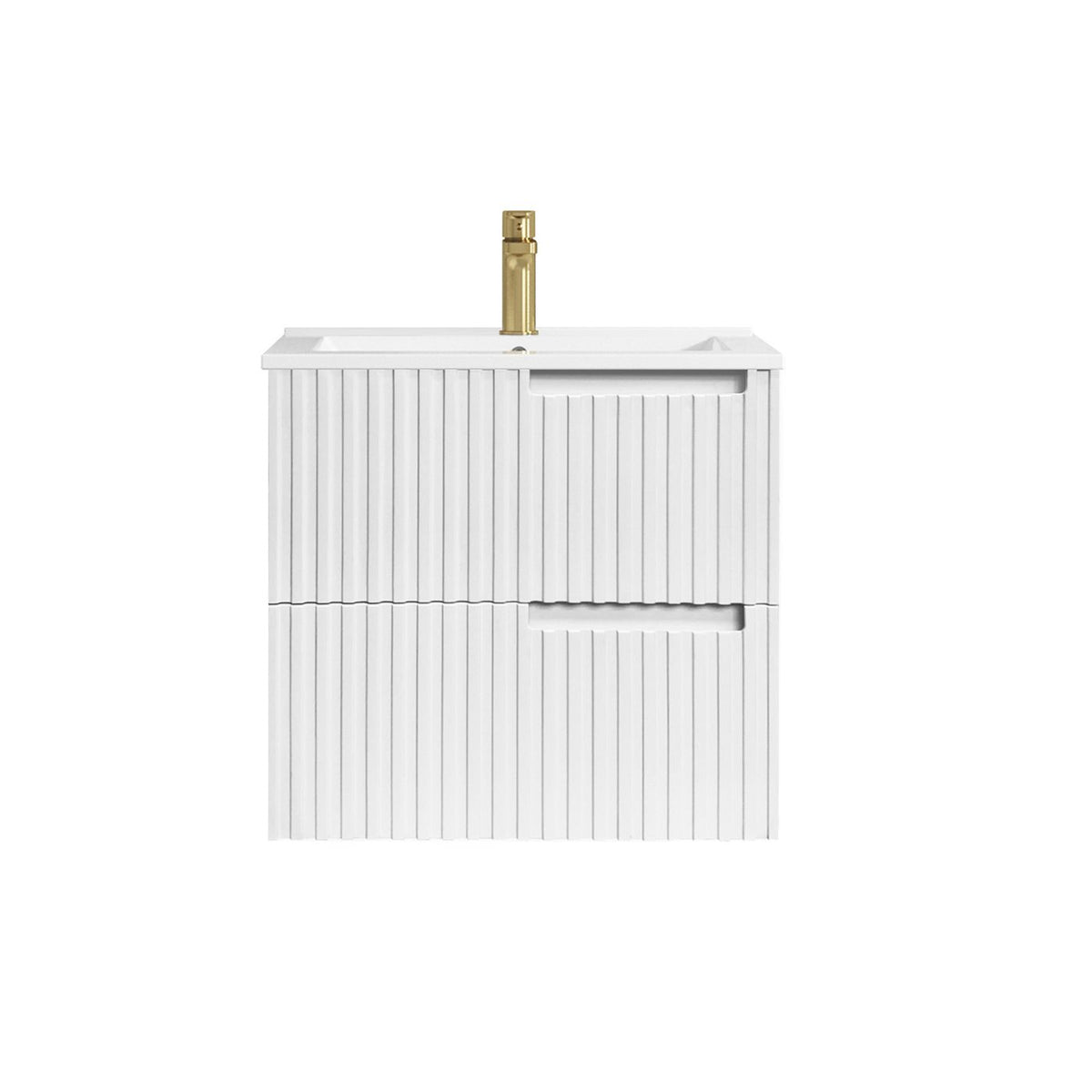 Otti Noosa Fluted Satin White Wall Hung Vanity 600 / 750 / 900 / 1200 / 1500 MM