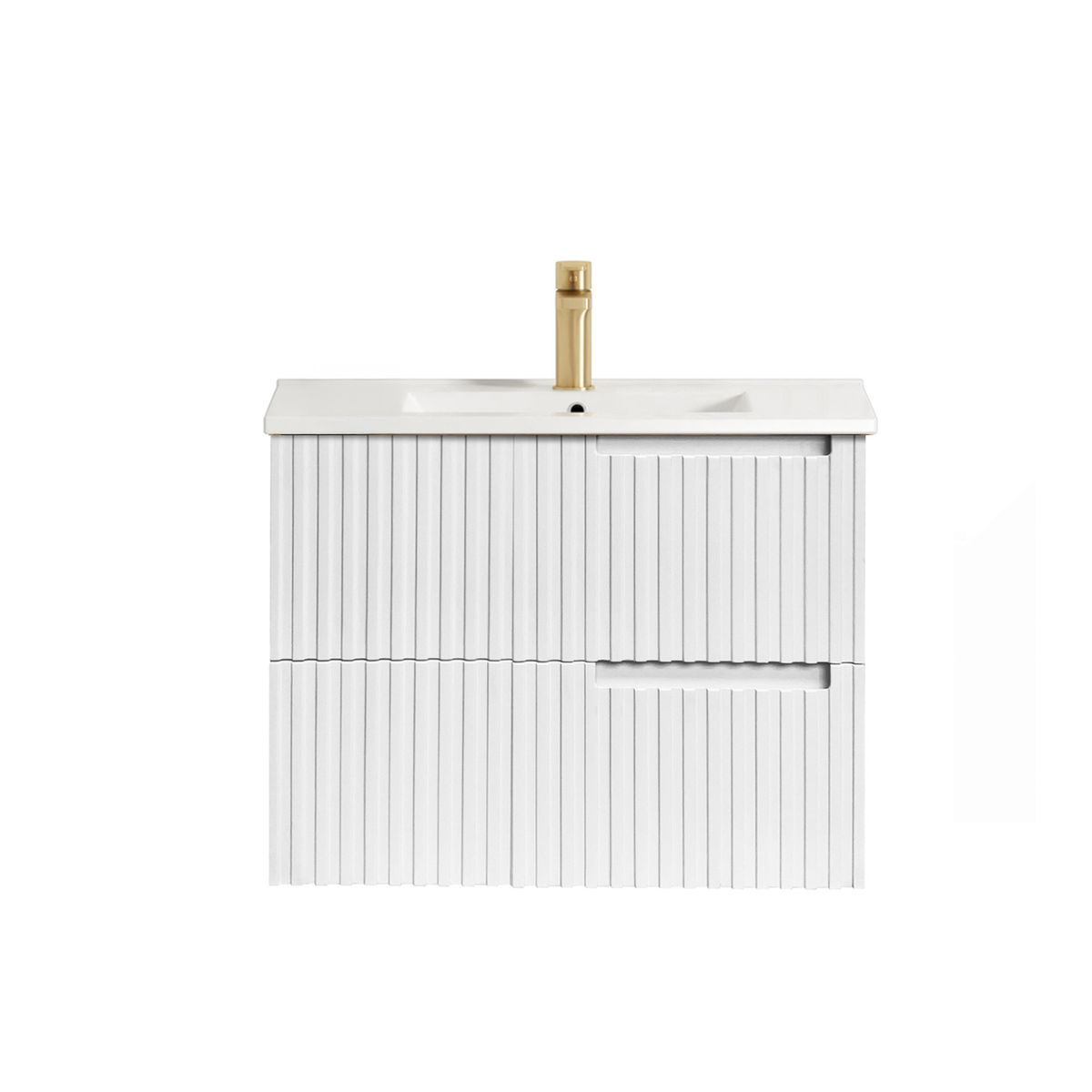 Otti Noosa Fluted Satin White Wall Hung Vanity 600 / 750 / 900 / 1200 / 1500 MM