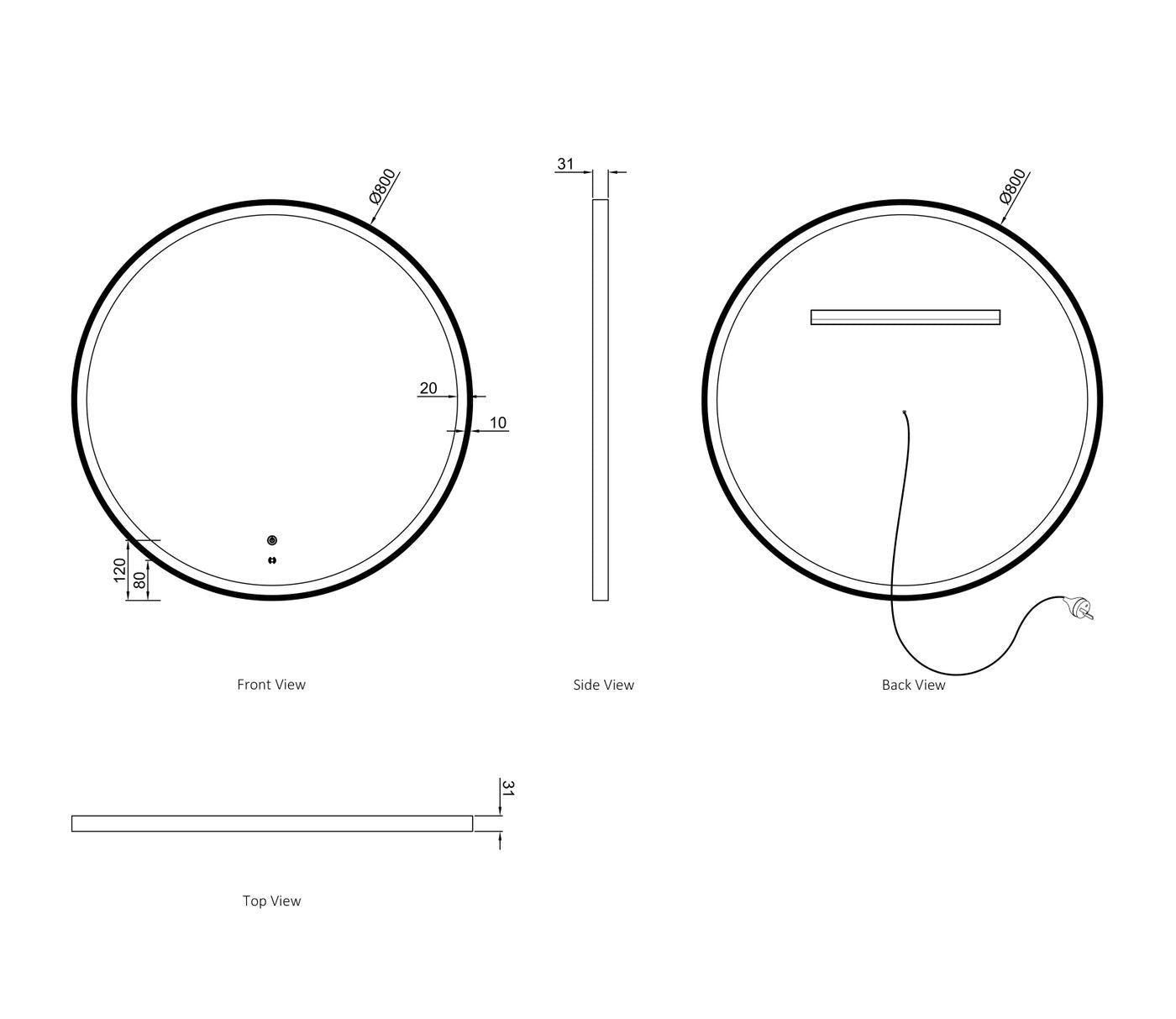 Otti Bondi LED Mirror | 800mm Round