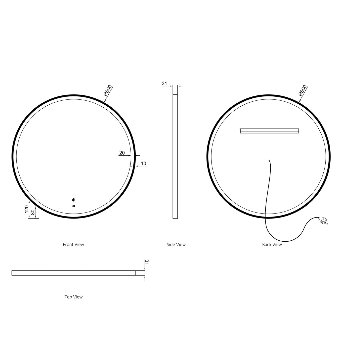 Otti Bondi LED Mirror | 800mm Round