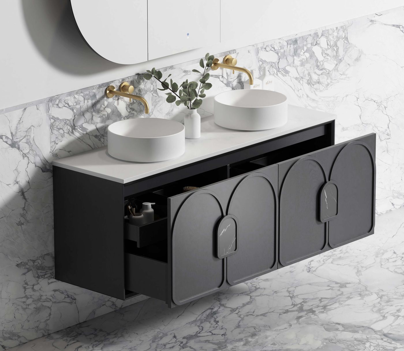 Otti Laguna Mark II Wall Hung Vanity | Black Oak