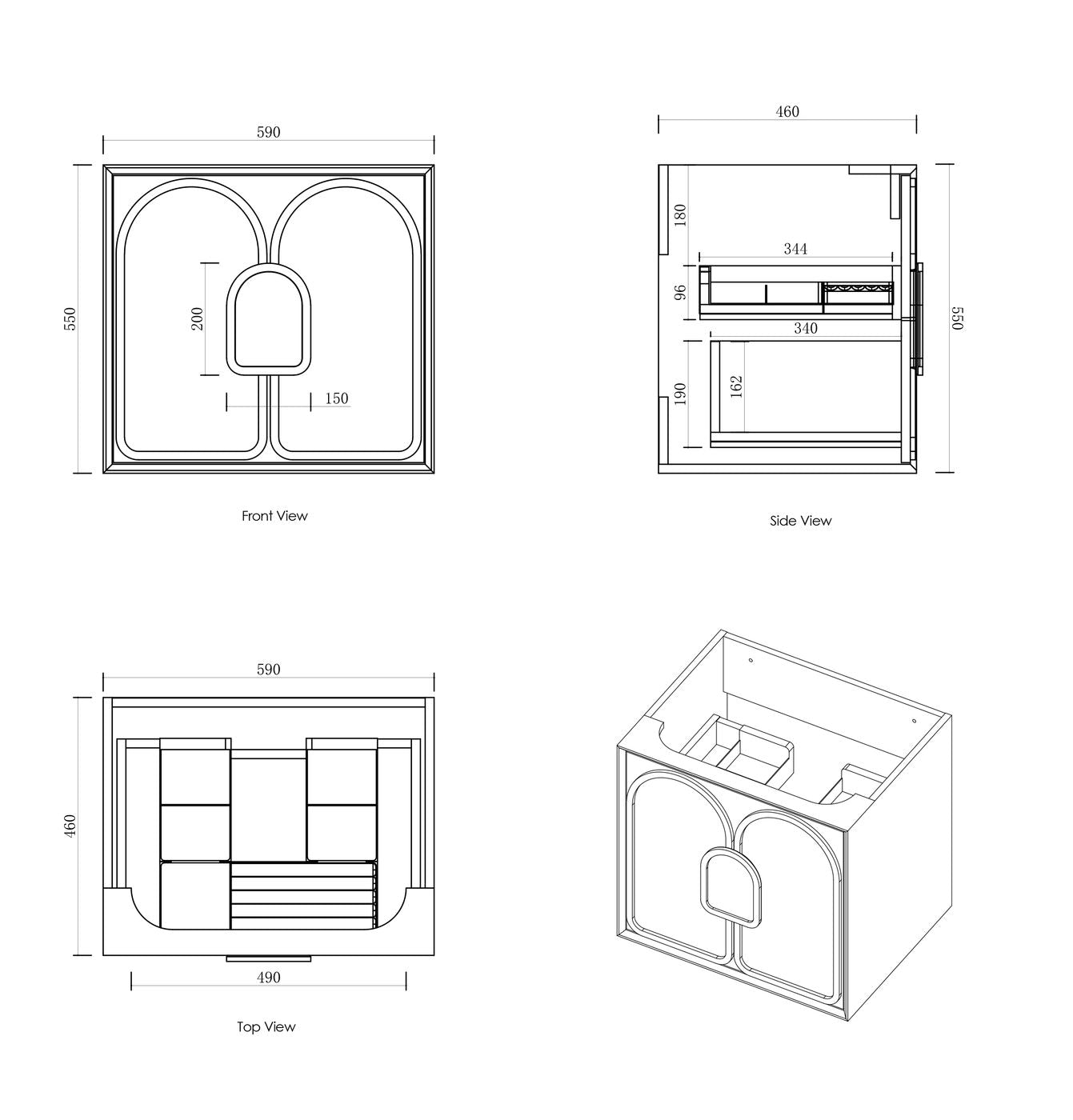 Otti Laguna Mark II Wall Hung Vanity | Black Oak