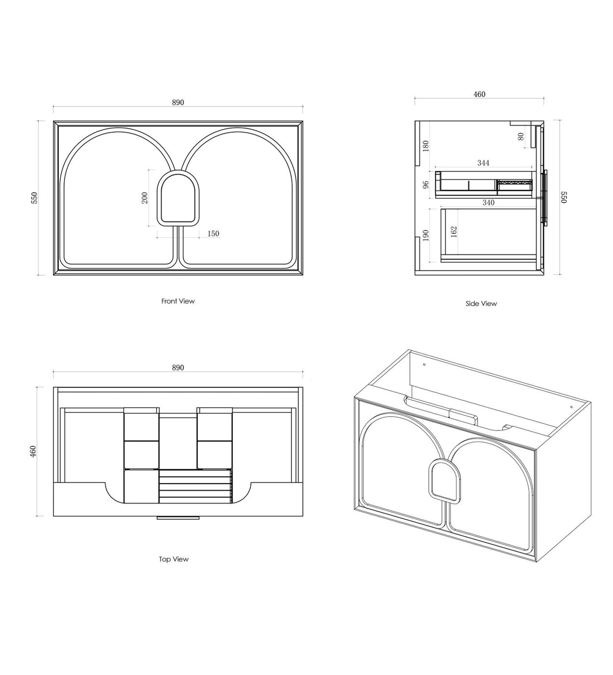 Otti Laguna Mark II Wall Hung Vanity | Black Oak