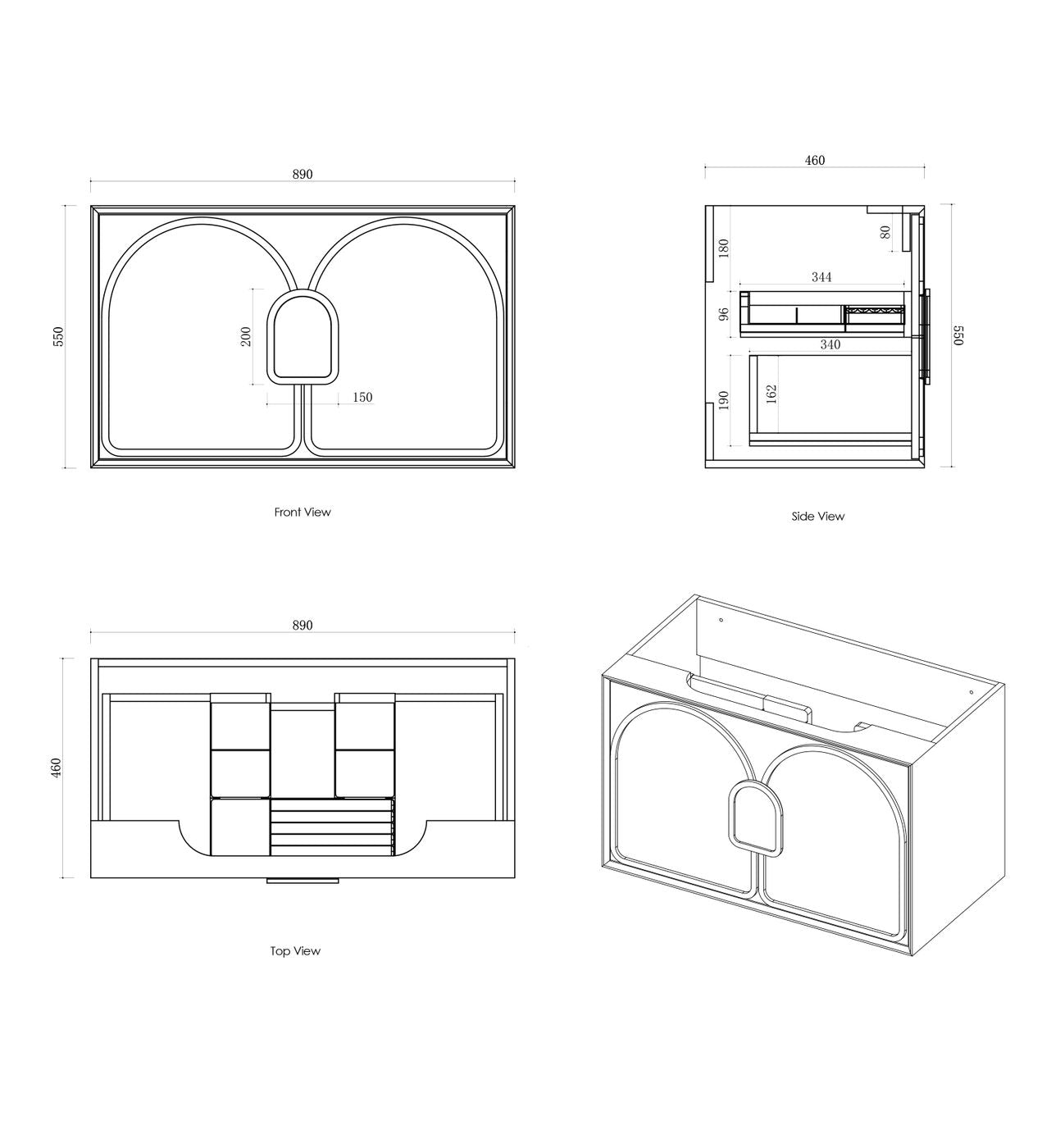 Otti Laguna Mark II Wall Hung Vanity | Black Oak