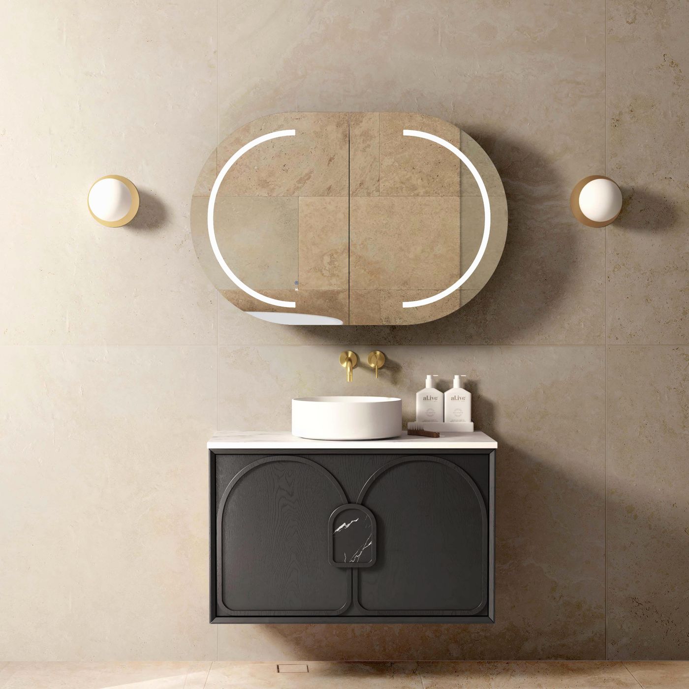 Otti Laguna Mark II Wall Hung Vanity | Black Oak