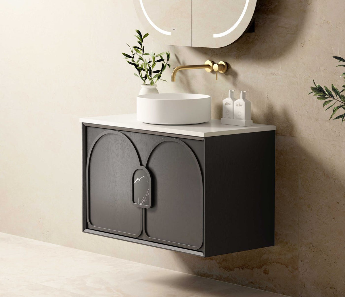 Otti Laguna Mark II Wall Hung Vanity | Black Oak