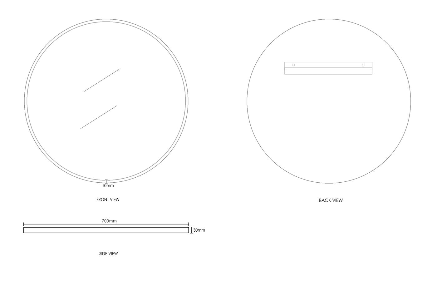 Otti London Metal Frame Mirror | 700mm Round