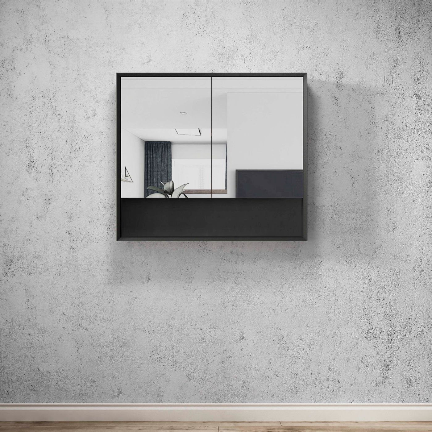 Otti Marlo Shaving Cabinet With Shelf | Matte Black