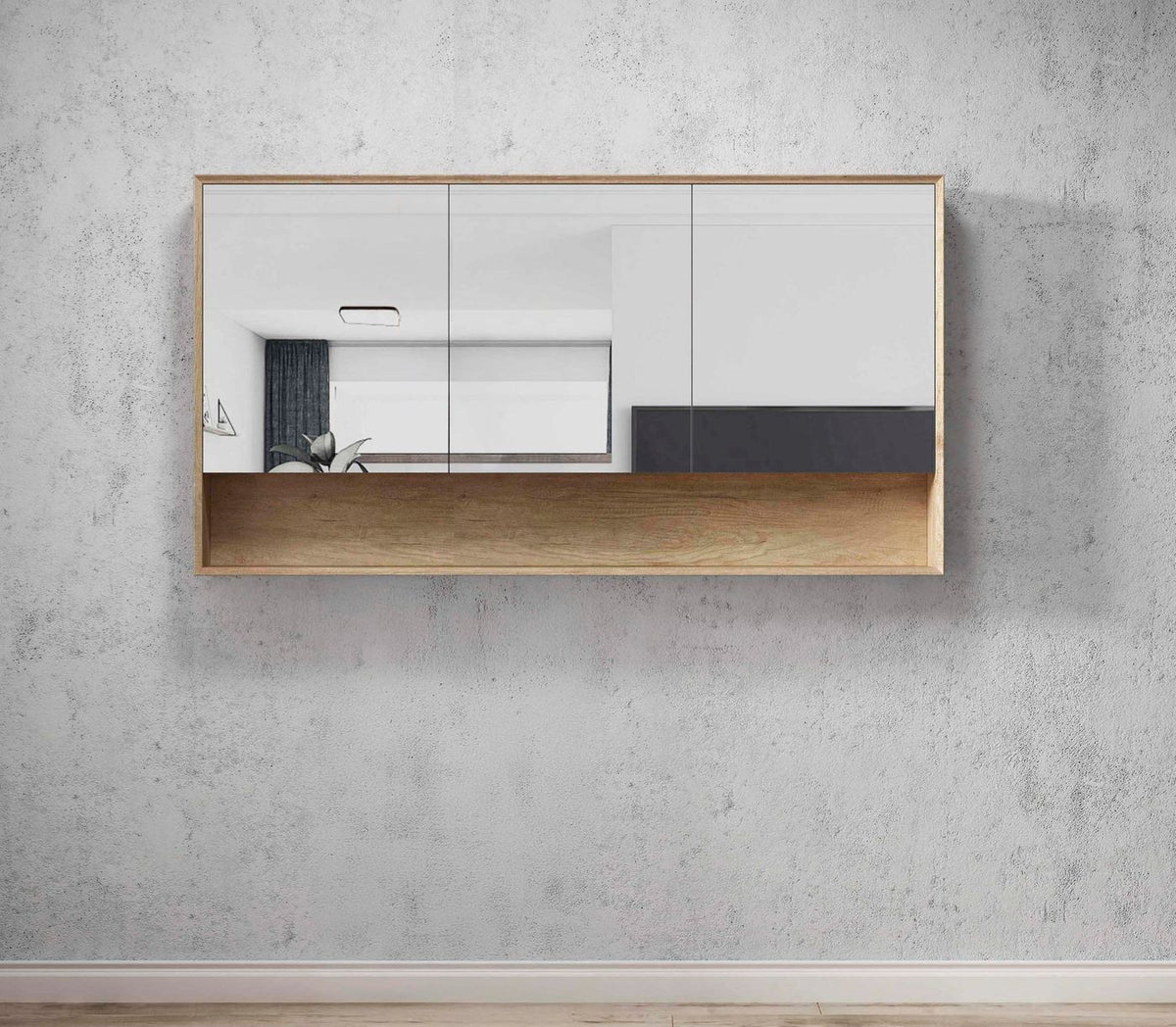 Otti Byron Shaving Cabinet With Shelf | Natural Oak & Woodland Oak