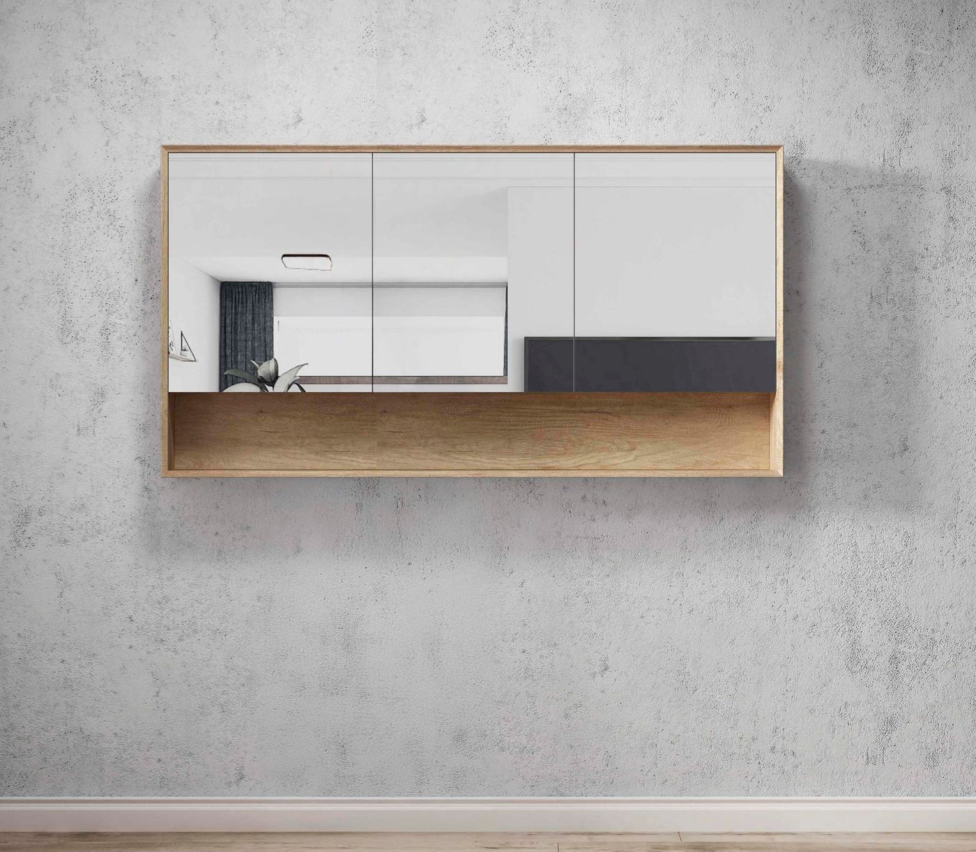 Otti Byron Shaving Cabinet With Shelf | Natural Oak & Woodland Oak