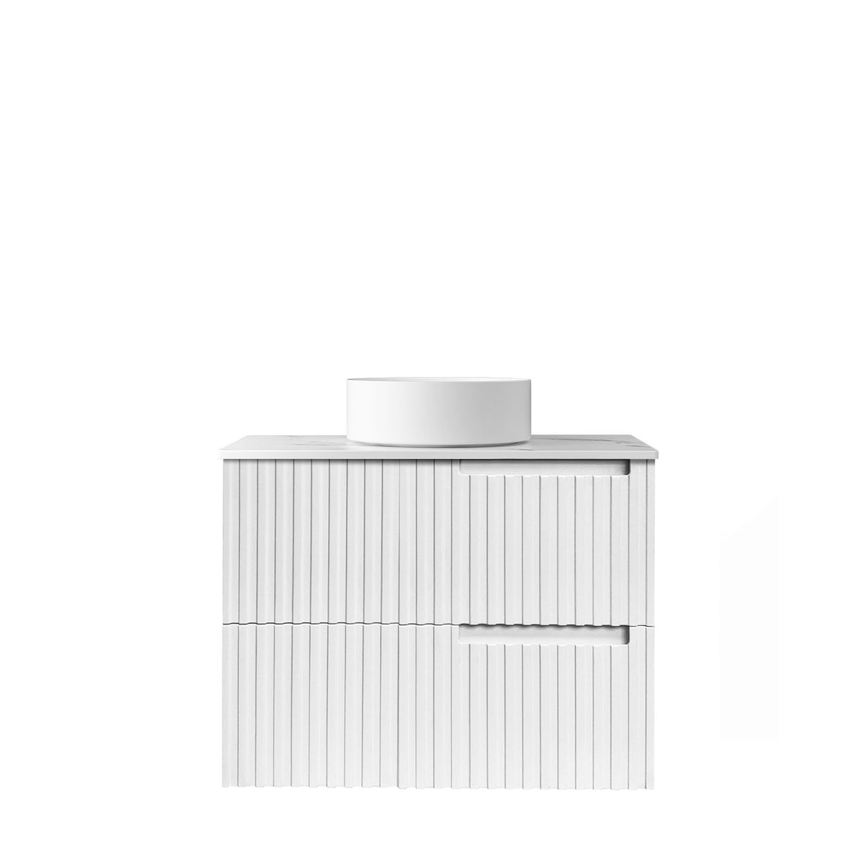 Otti Noosa Fluted Satin White Wall Hung Vanity