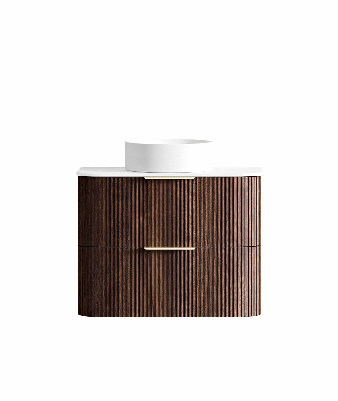 Otti Havana Fluted Wall Hung Curve Vanity | Sable Walnut