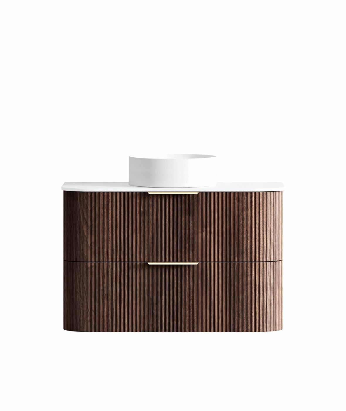 Otti Havana Fluted Wall Hung Curve Vanity | Sable Walnut