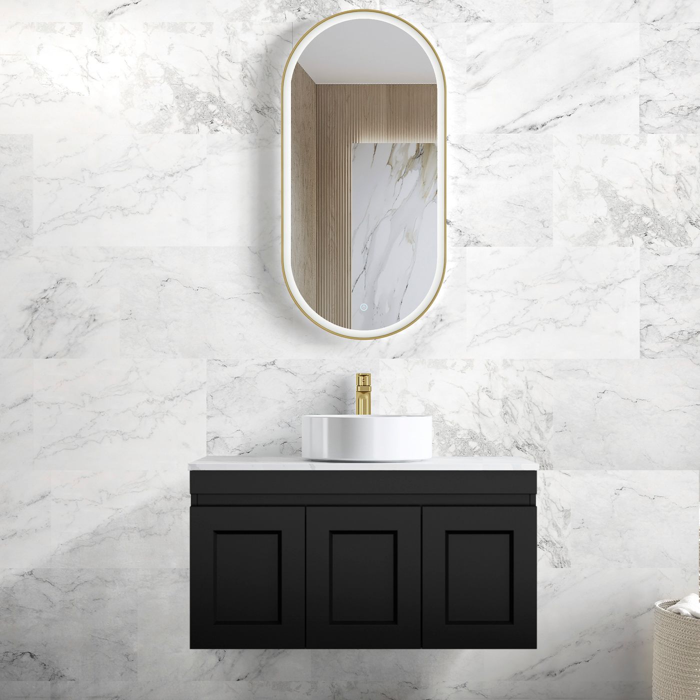 Otti Hampton Mark II Wall Hung Vanity | Satin Black