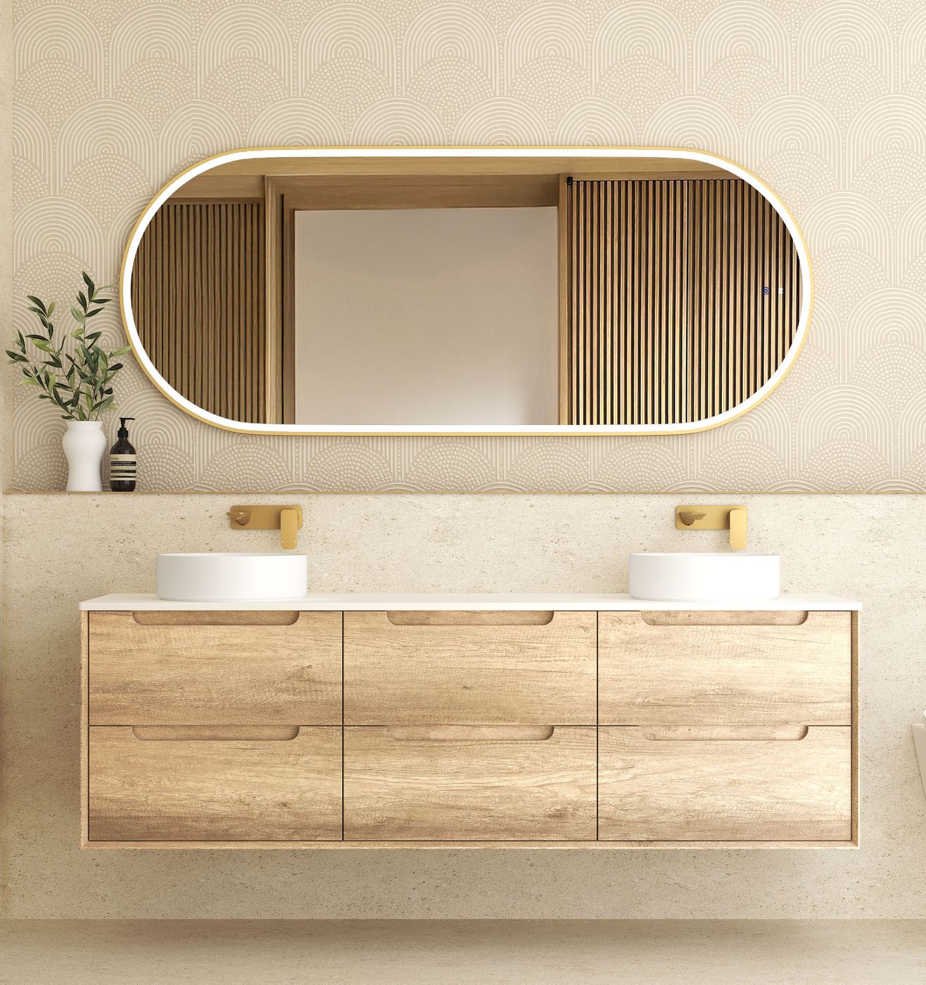 Otti Byron Wall Hung Vanity | Natural Oak