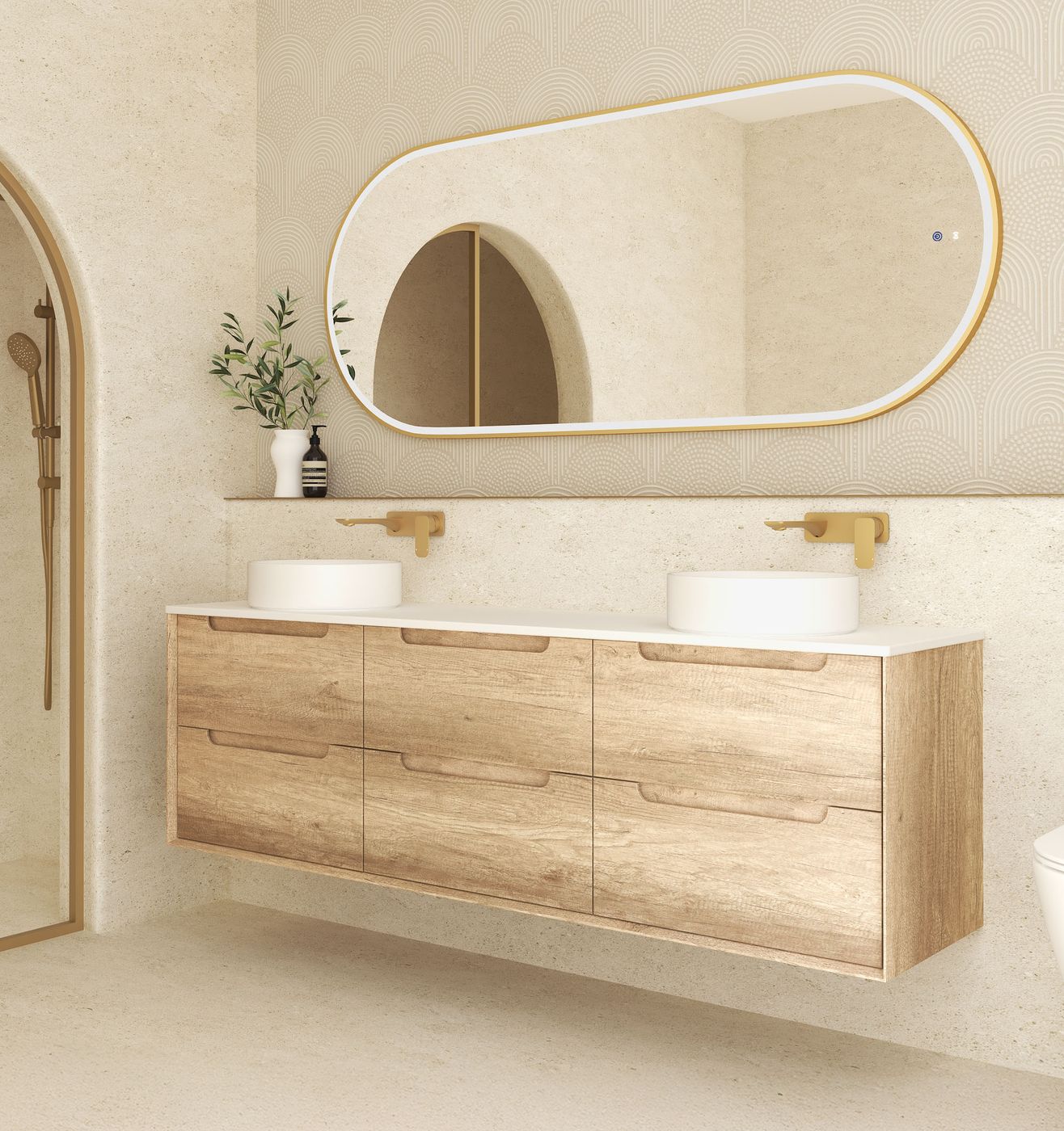 Otti Byron Wall Hung Vanity | Natural Oak