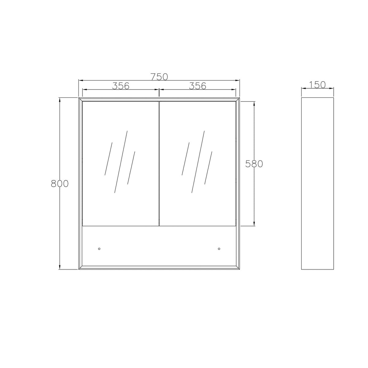Otti Marlo Shaving Cabinet With Shelf | Matte Black