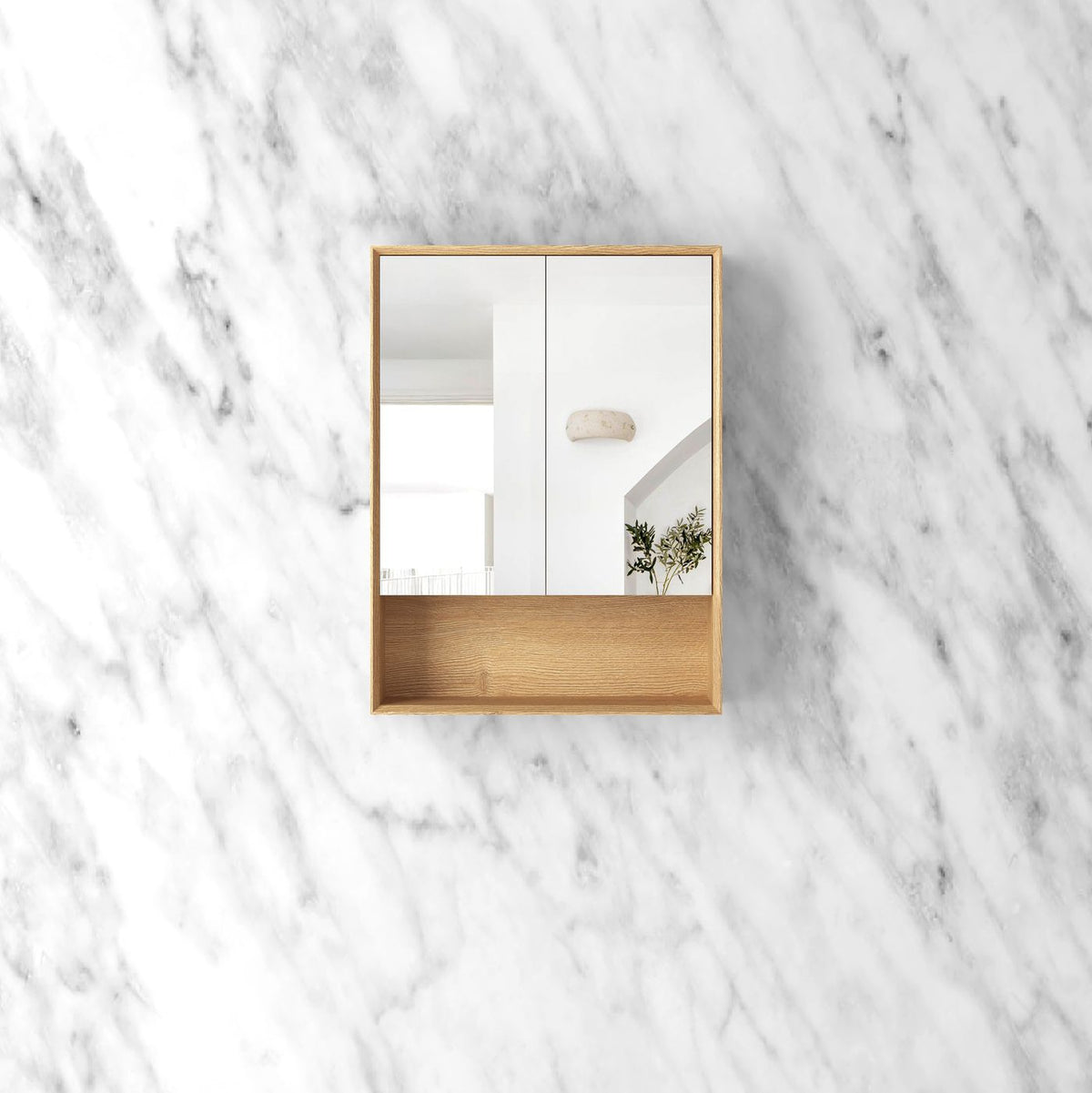 Otti Byron Shaving Cabinet With Shelf | Natural Oak & Woodland Oak