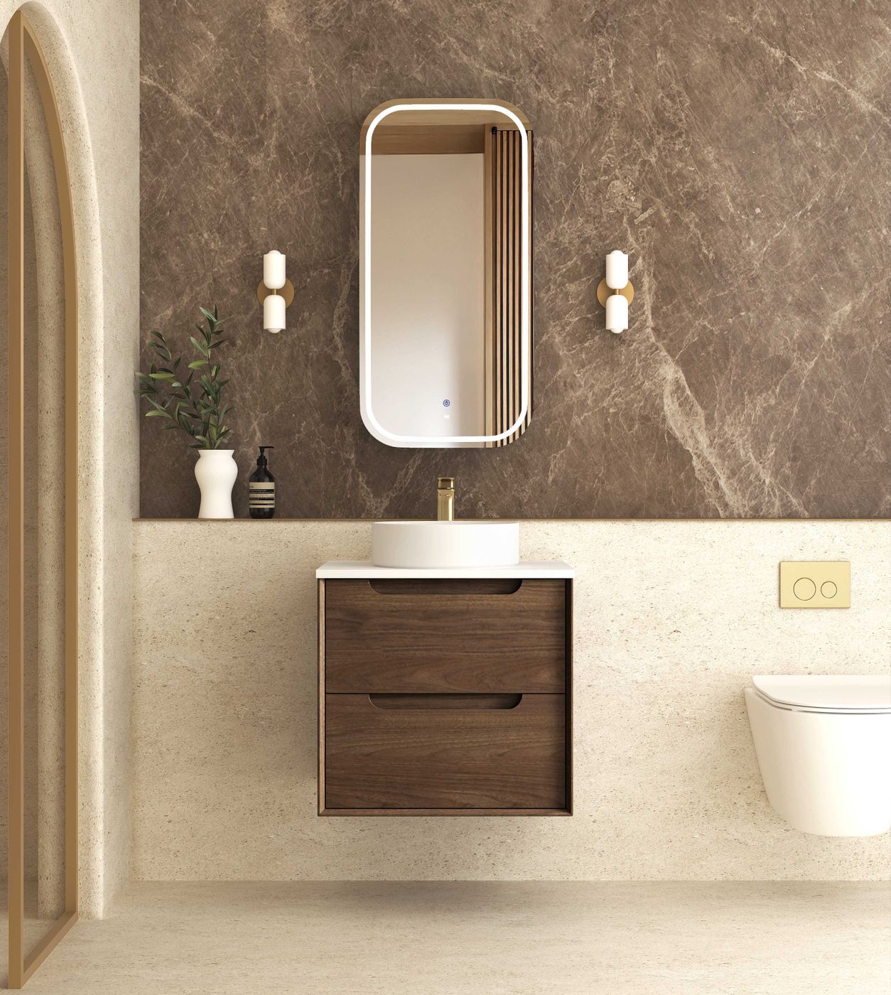 Otti Byron Wall Hung Vanity | Sable Walnut