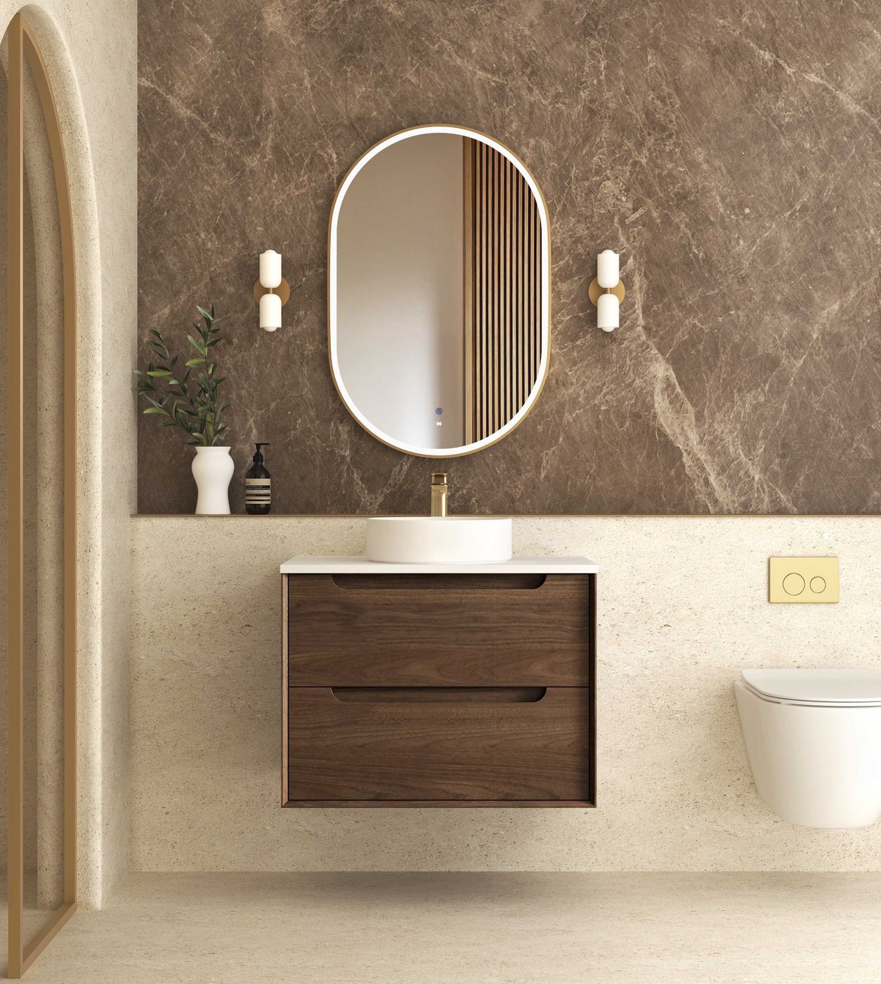 Otti Byron Wall Hung Vanity | Sable Walnut