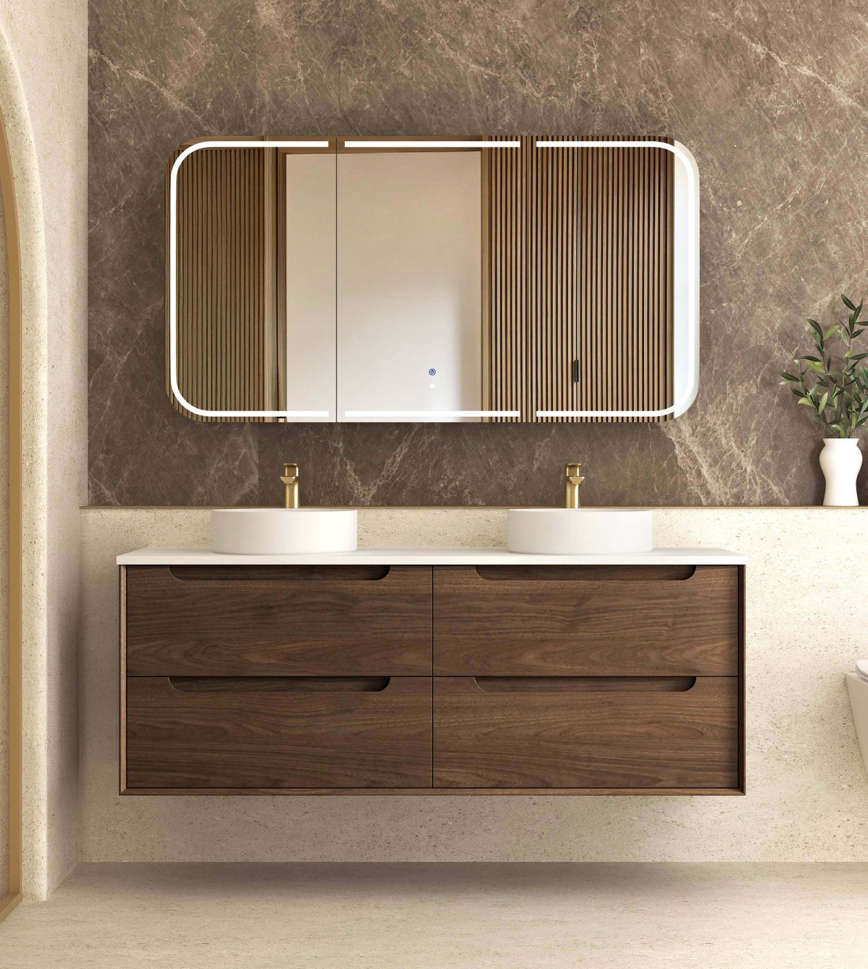 Otti Byron Wall Hung Vanity | Sable Walnut