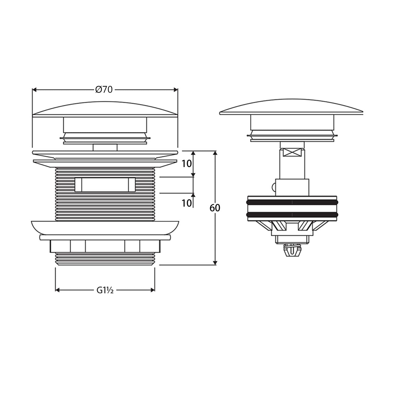 Otti Mushroom Bath Pull-Out Pop-Up Waste | 40mm With Overflow