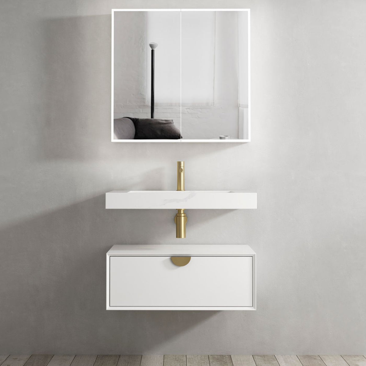 Otti Moonlight Wall Hung Vanity Cabinet | Matte White