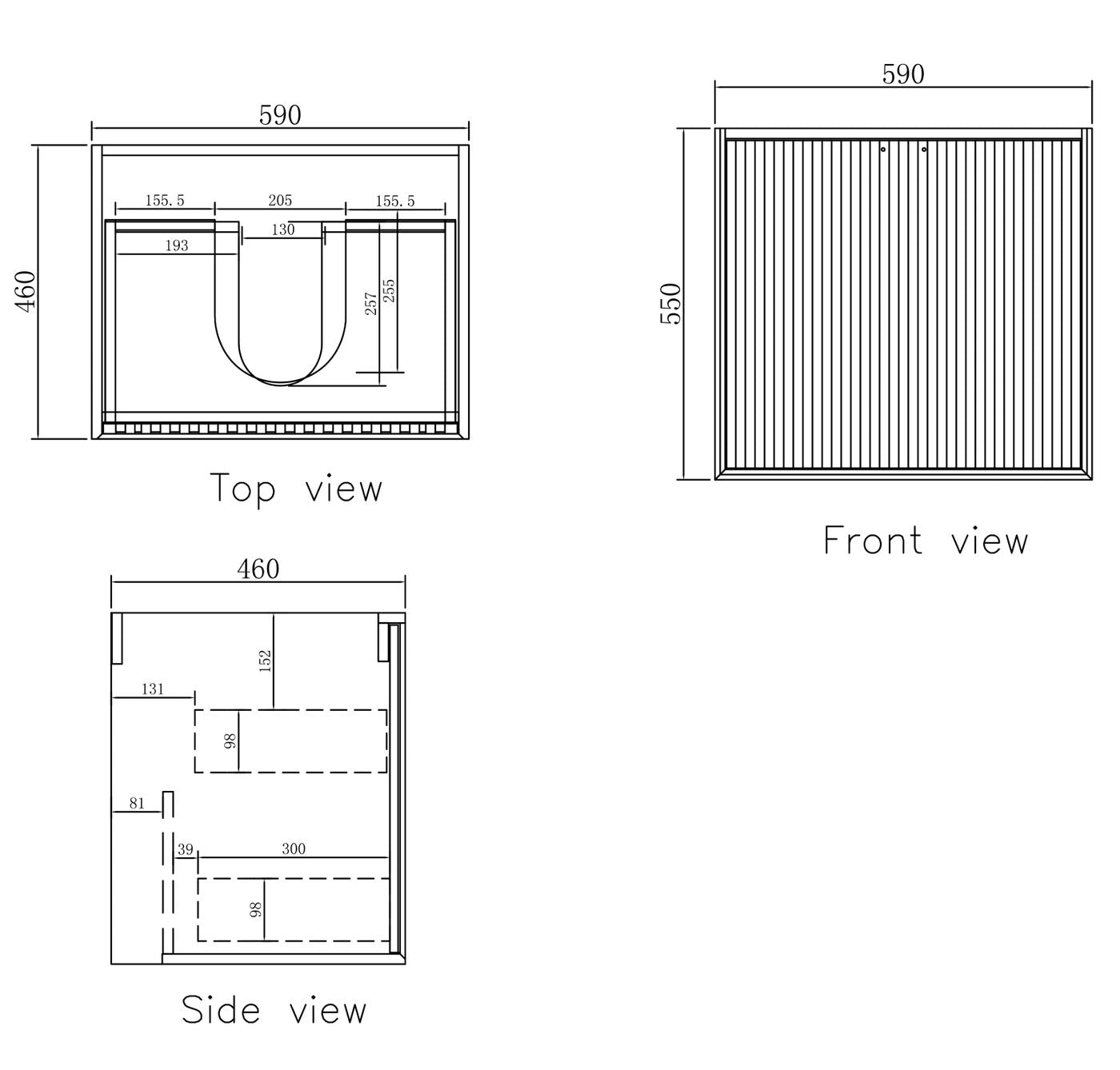 Otti Marlo Fluted Wall Hung Vanity | Matte Black