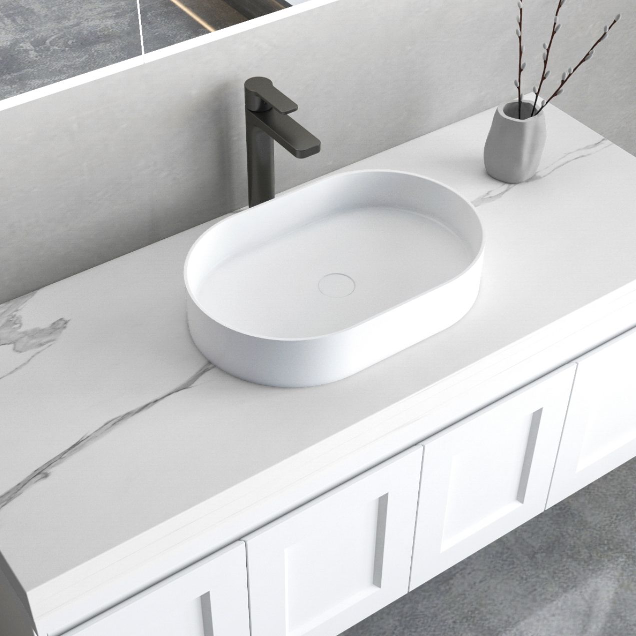 Otti Noosa Solid Surface Above Counter Basin | 585mm
