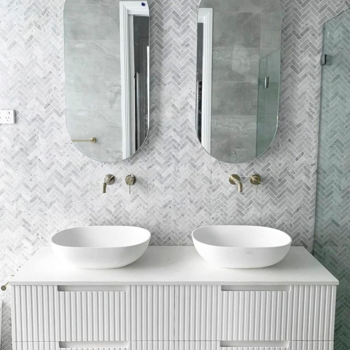 Otti Noosa Fluted Satin White Wall Hung Vanity