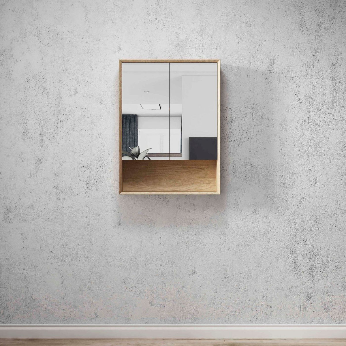 Otti Byron Shaving Cabinet With Shelf | Natural Oak &amp; Woodland Oak