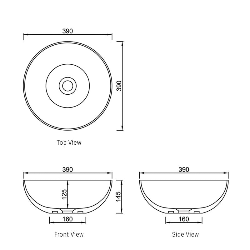 Otti London Solid Surface Above Counter Basin | 390mm