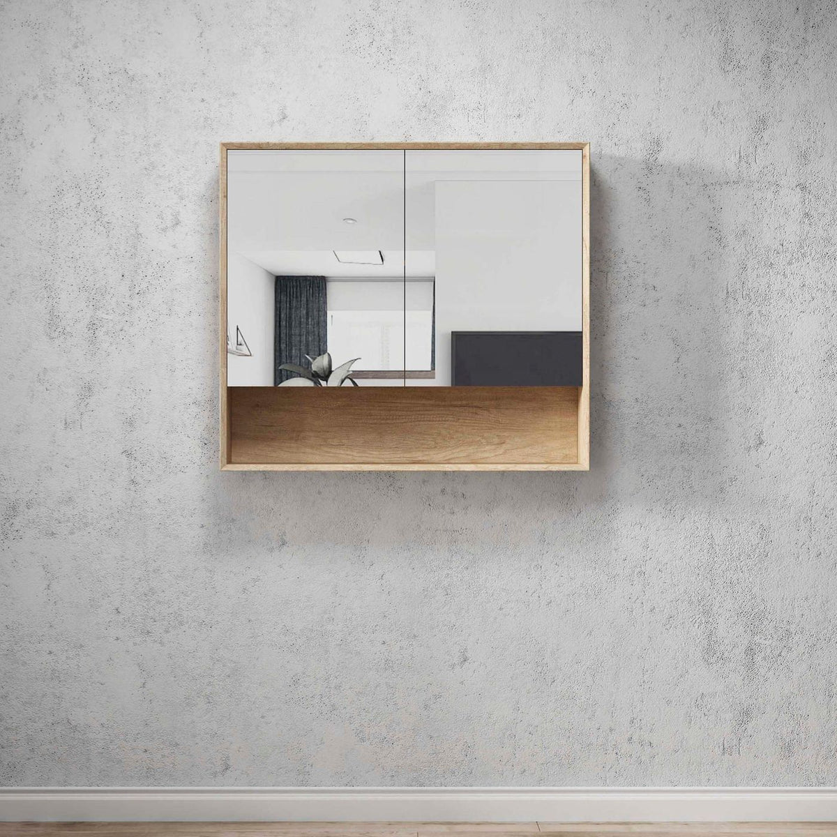 Otti Byron Shaving Cabinet With Shelf | Natural Oak & Woodland Oak