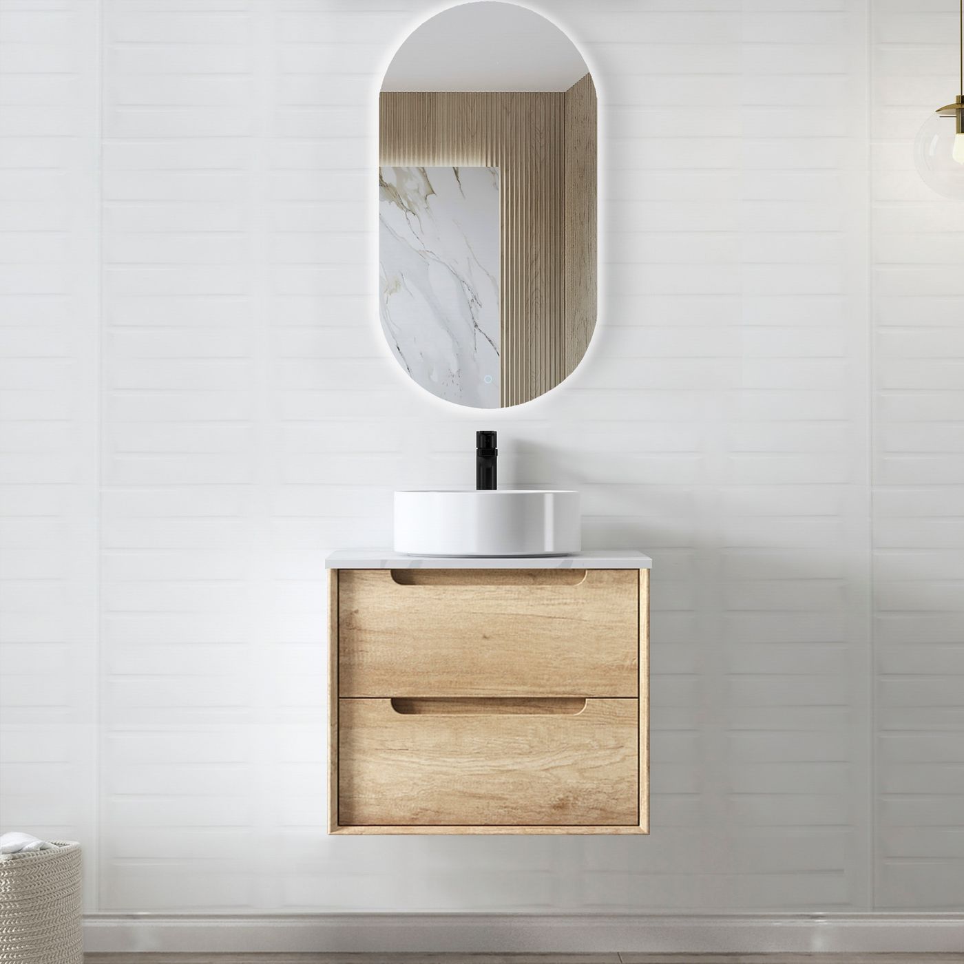 Otti Byron Wall Hung Vanity | Natural Oak