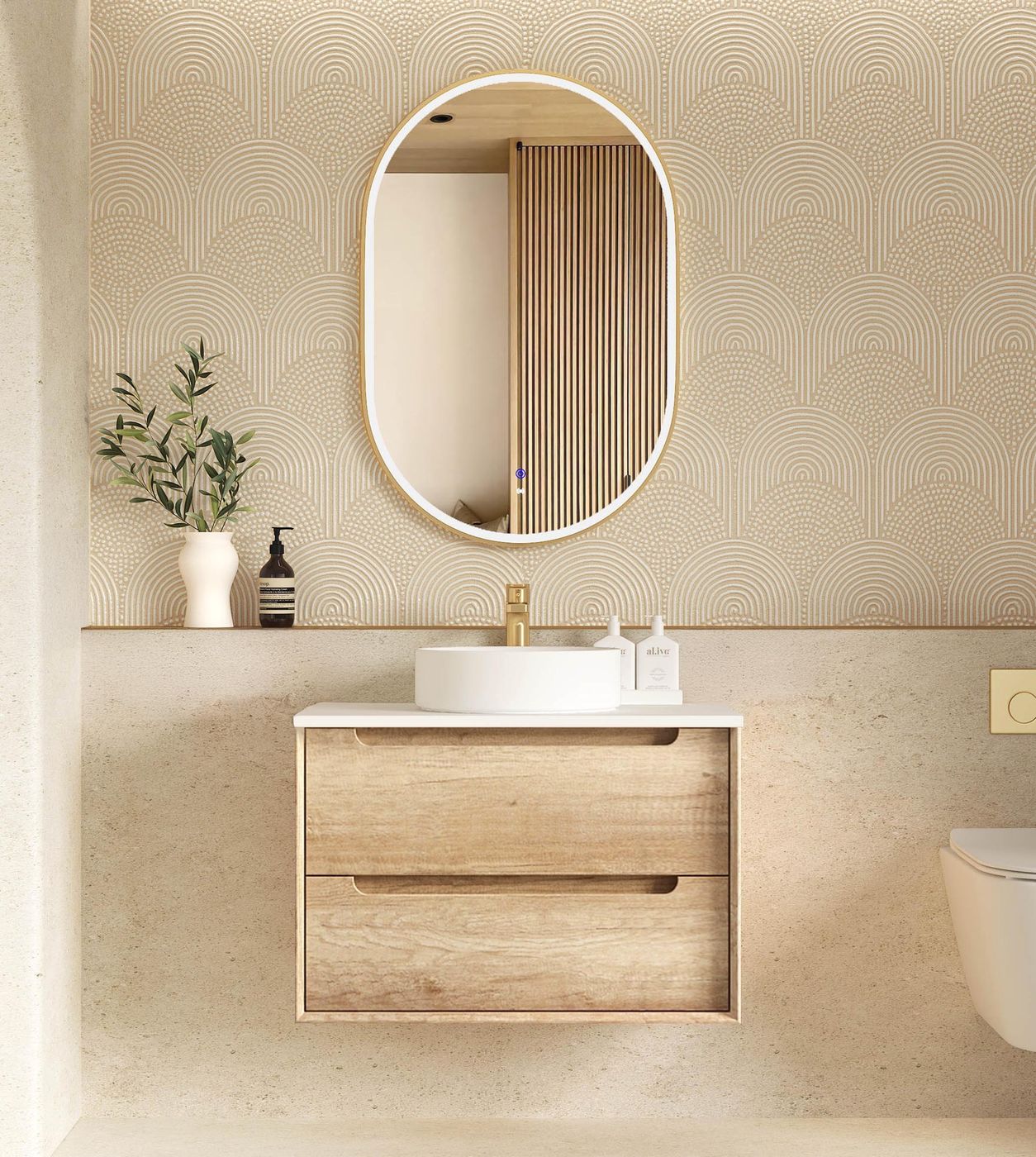 Otti Byron Wall Hung Vanity | Natural Oak